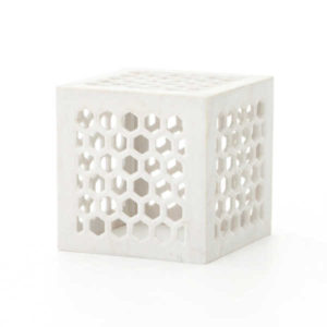 Brixton carved marble cube