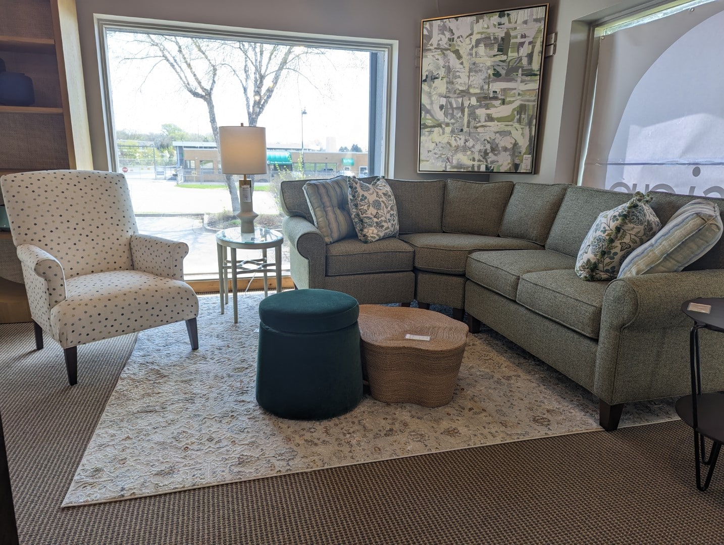 Copley Square Sectional with Teddy Chair and Shiloh Ottoman At By Design Furniture + Interior Design
