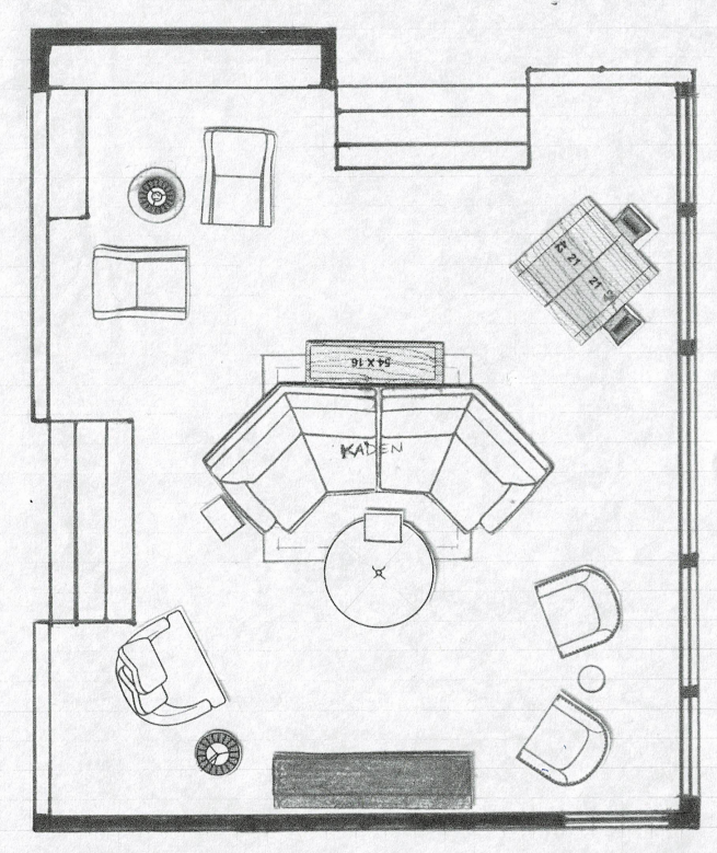 room design inspired by chandelier - floor plan