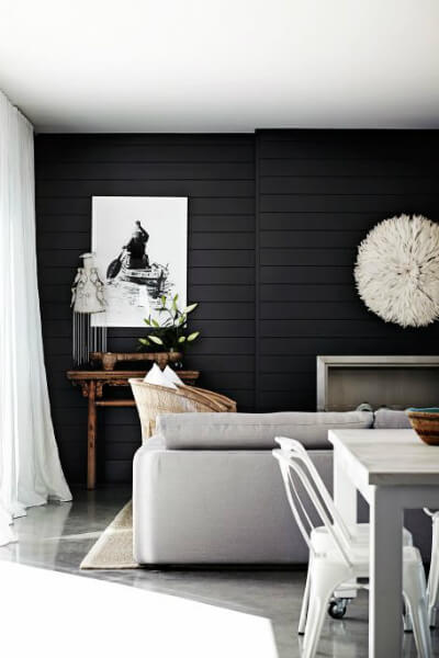 Black shiplap living room