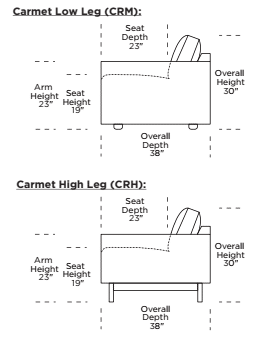 Carmet Sectional or Sofa specifications