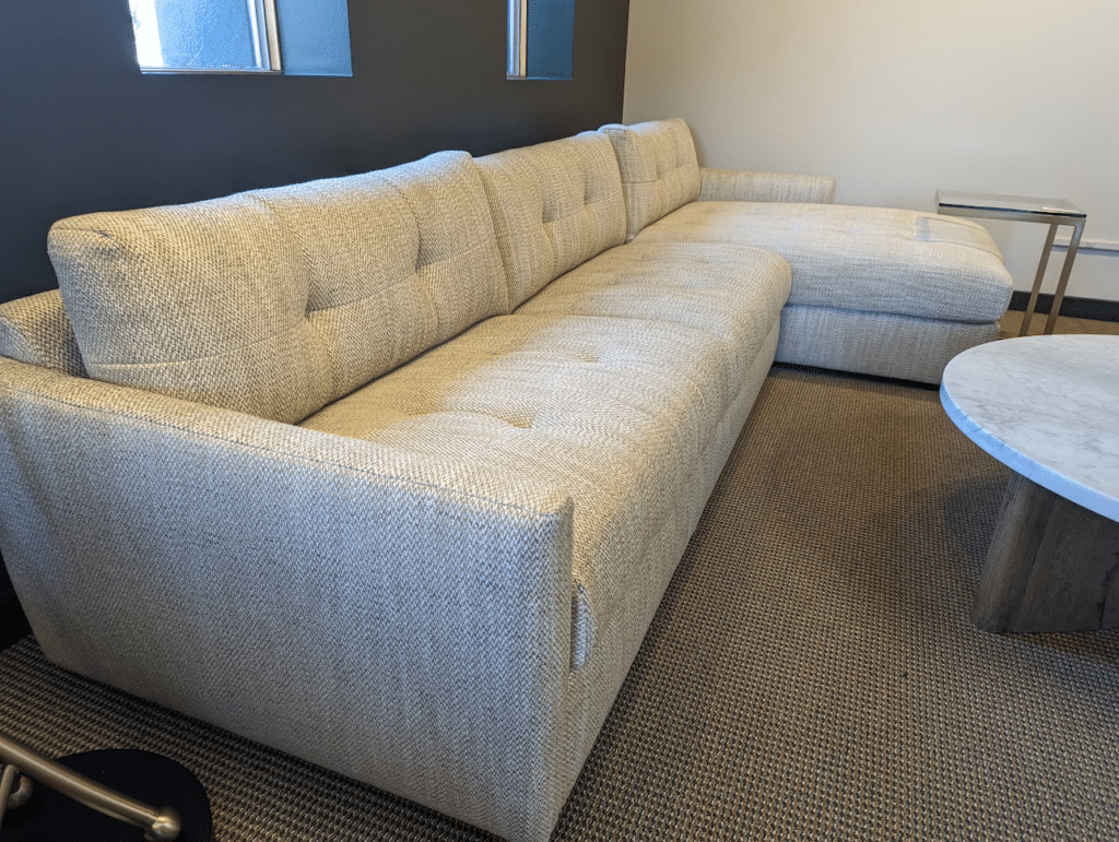 living-room-design-made-easy Carmet Sectional in By Design showroom