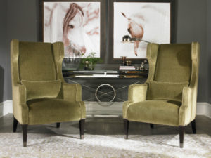 Green wingback chairs